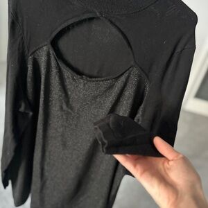 Michel Studio Black Long Sleeve Top 3X Formal / Casual Sparkle Cutout